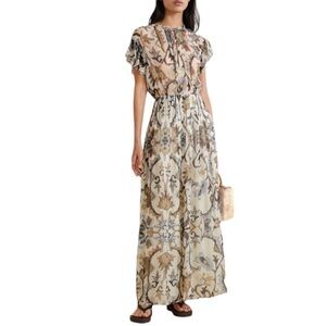 HANNAH ARTWEAR Elia Pleated Floral-print Chiffon Maxi Dress Sz S